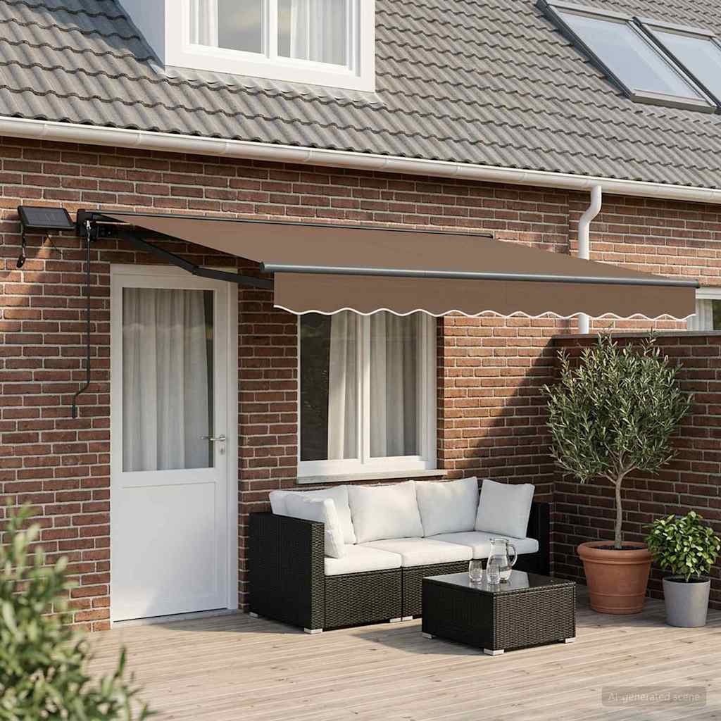 vidaXL Manual Awning Frame with LEDs Taupe 5 x 3 m 1