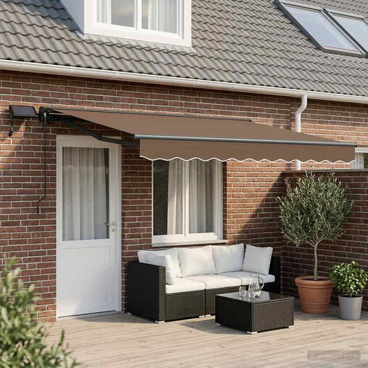 vidaXL Manual Awning Frame with LEDs Taupe 4.5 x 3.5 m 1
