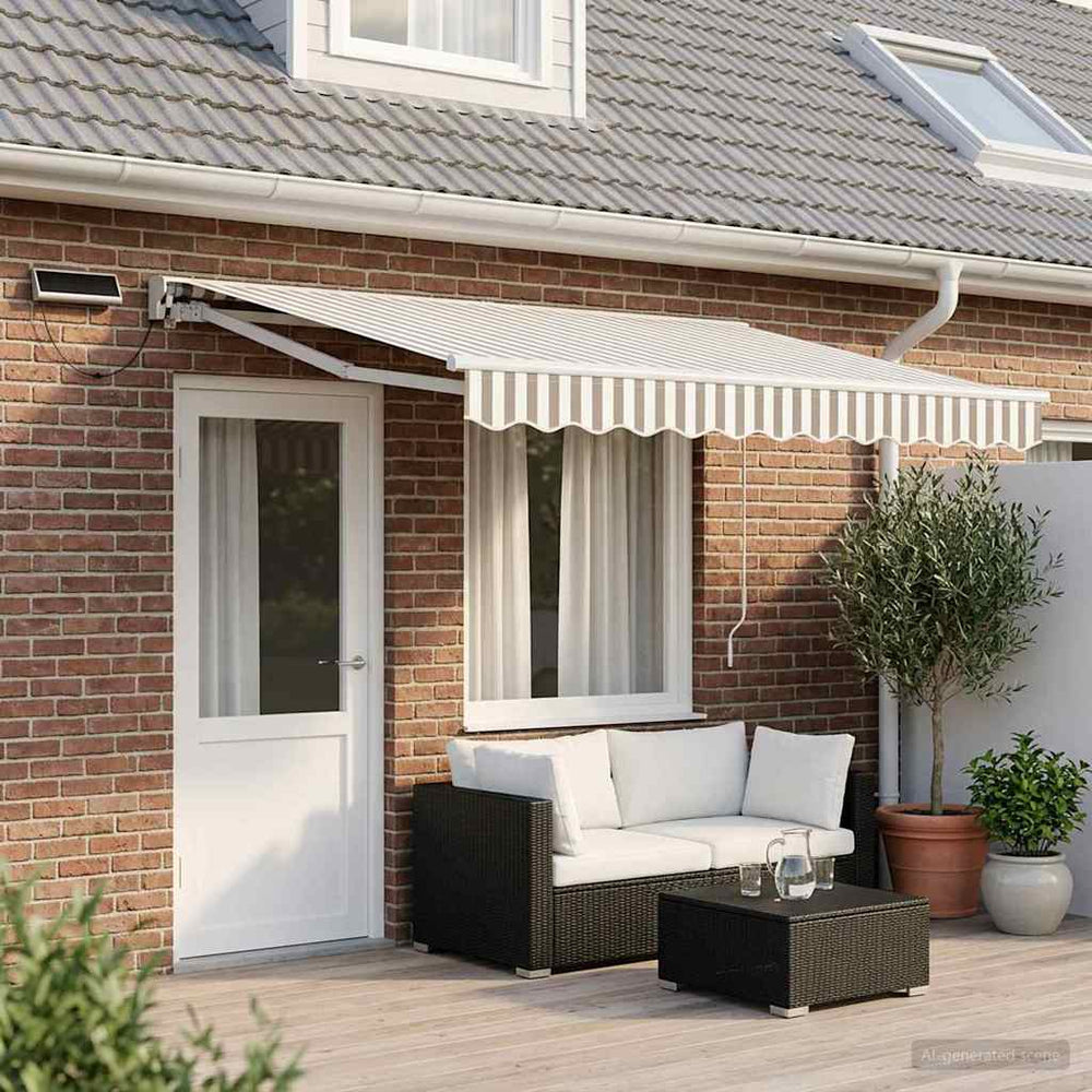 vidaXL Electric Retractable Awning Light Grey and White 4 x 3.5 m