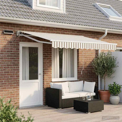 vidaXL Electric Retractable Awning Light Grey and White 4 x 3.5 m 1