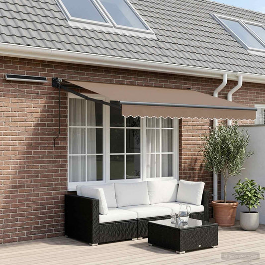 vidaXL Electric Retractable Awning Taupe 3 x 2.5 m 1