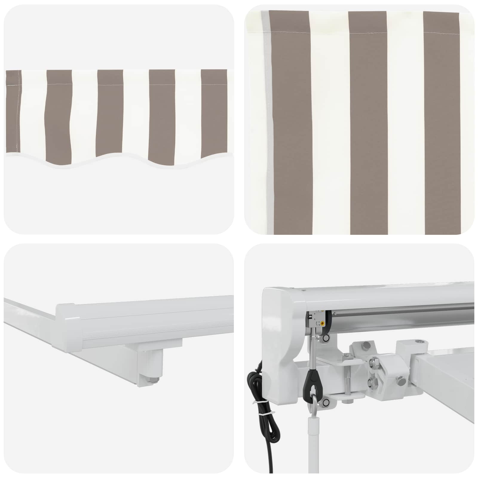 vidaXL Electric Retractable Awning Light Grey and White 3 x 2.5 m 4