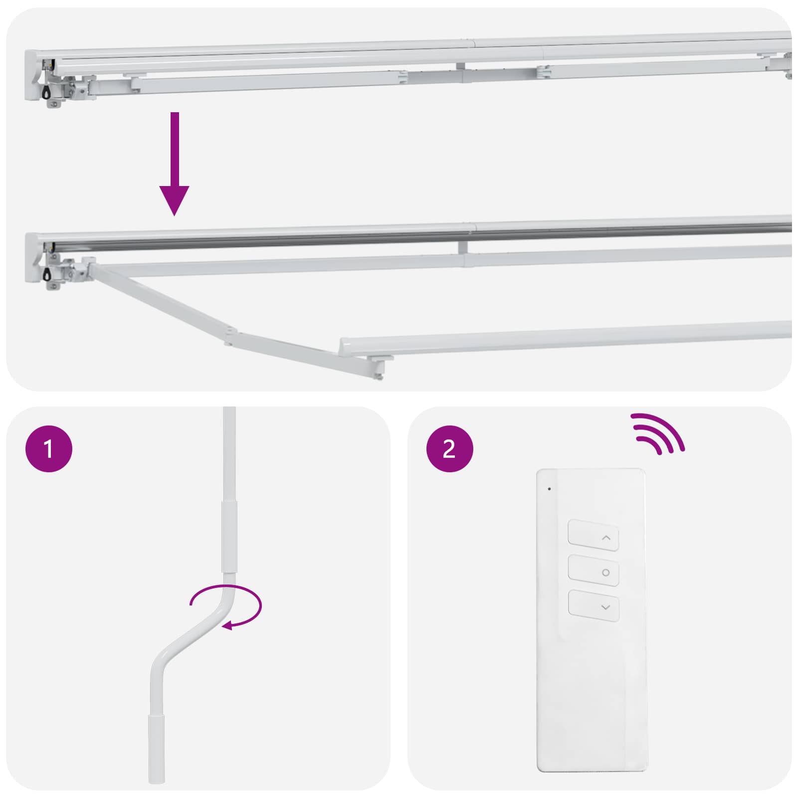 vidaXL Electric Retractable Awning Light Grey and White 3 x 2.5 m 6