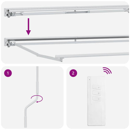 vidaXL Electric Retractable Awning Light Grey and White 3 x 2.5 m 6