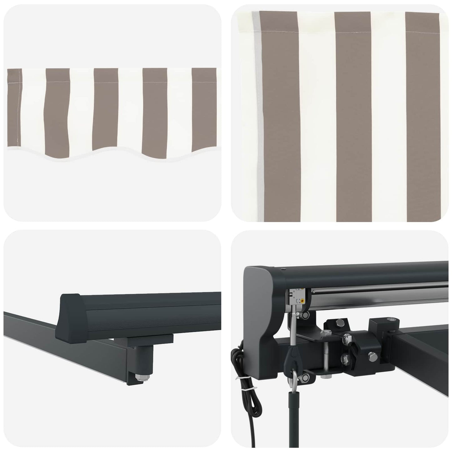 vidaXL Electric Retractable Awning Light Grey and White 3 x 2.5 m 4