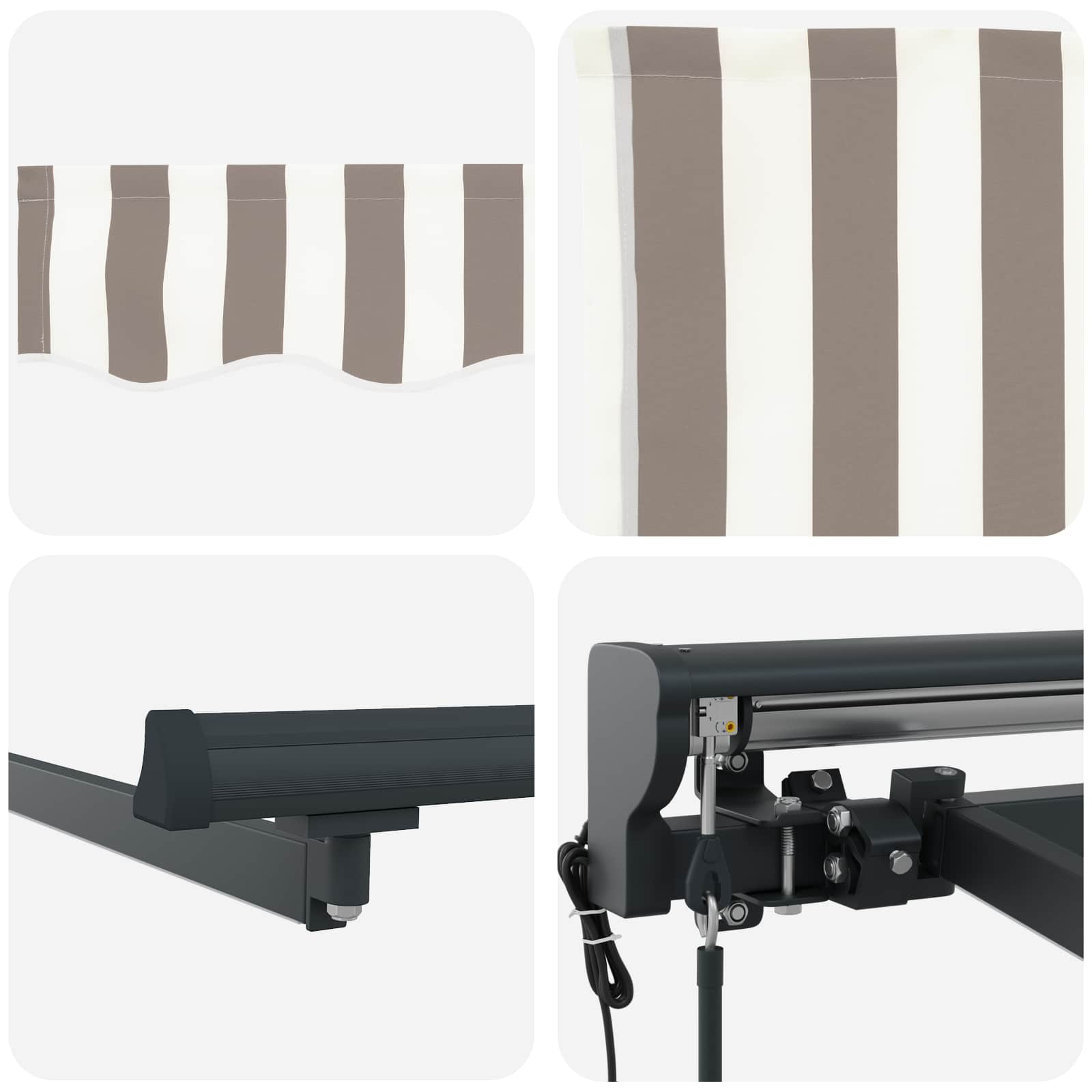 vidaXL Electric Retractable Awning Light Grey and White 3 x 2.5 m 4