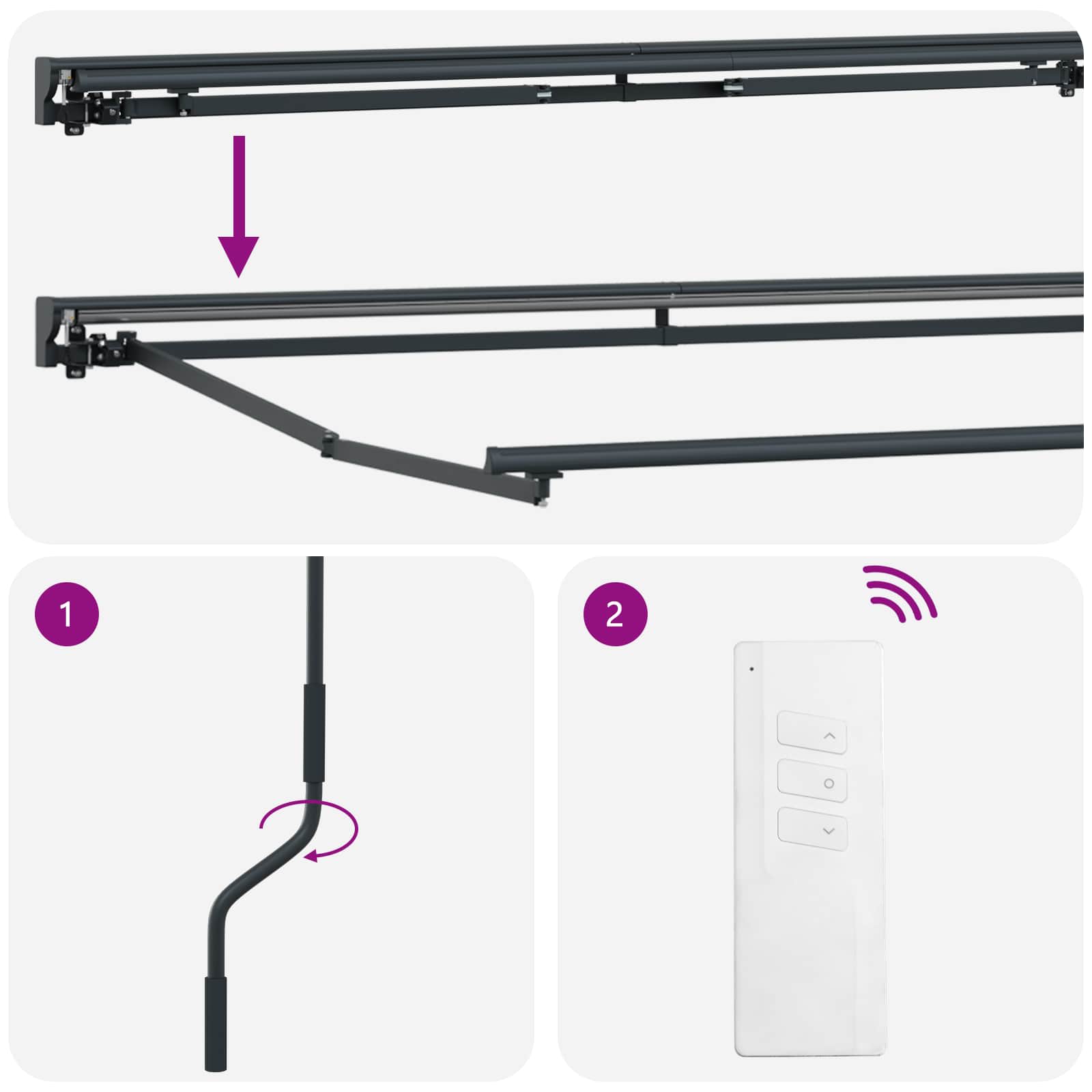 vidaXL Electric Retractable Awning Light Grey and White 3 x 2.5 m 6