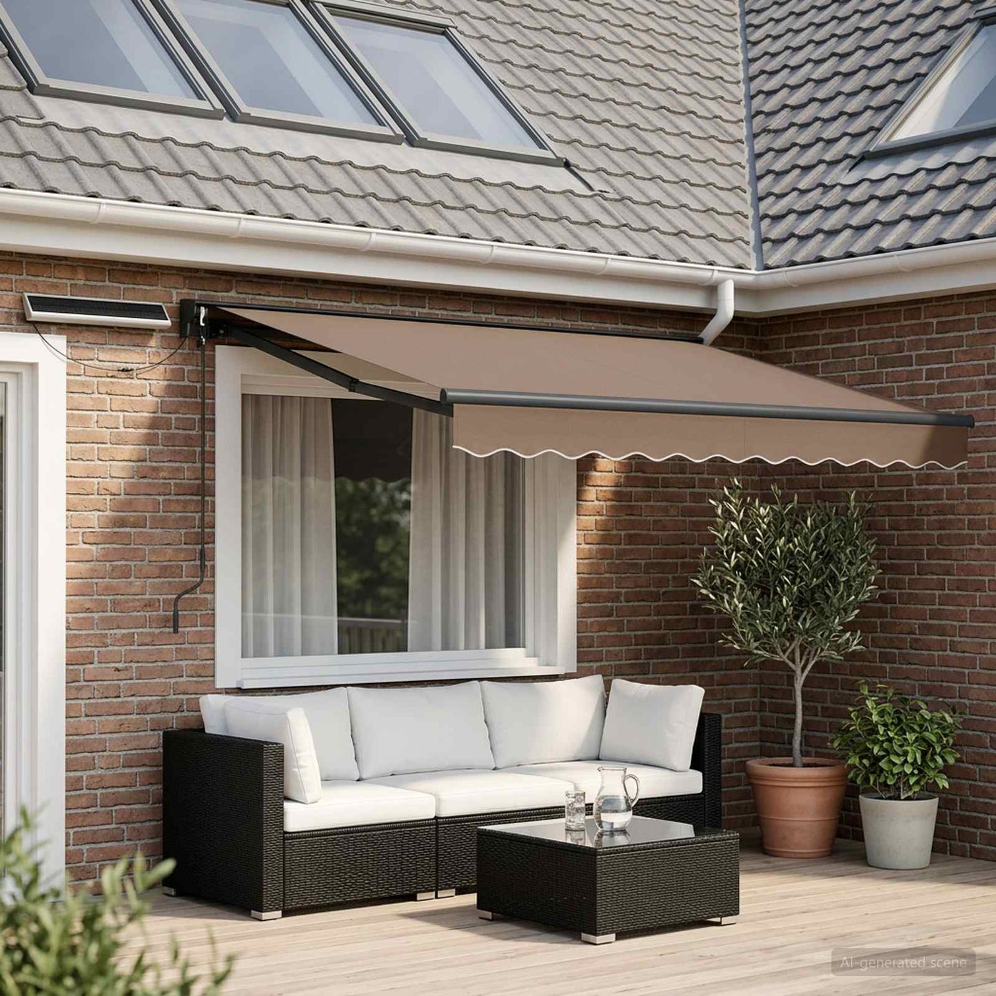 vidaXL Electric Retractable Awning Taupe 3 x 2.5 m 1