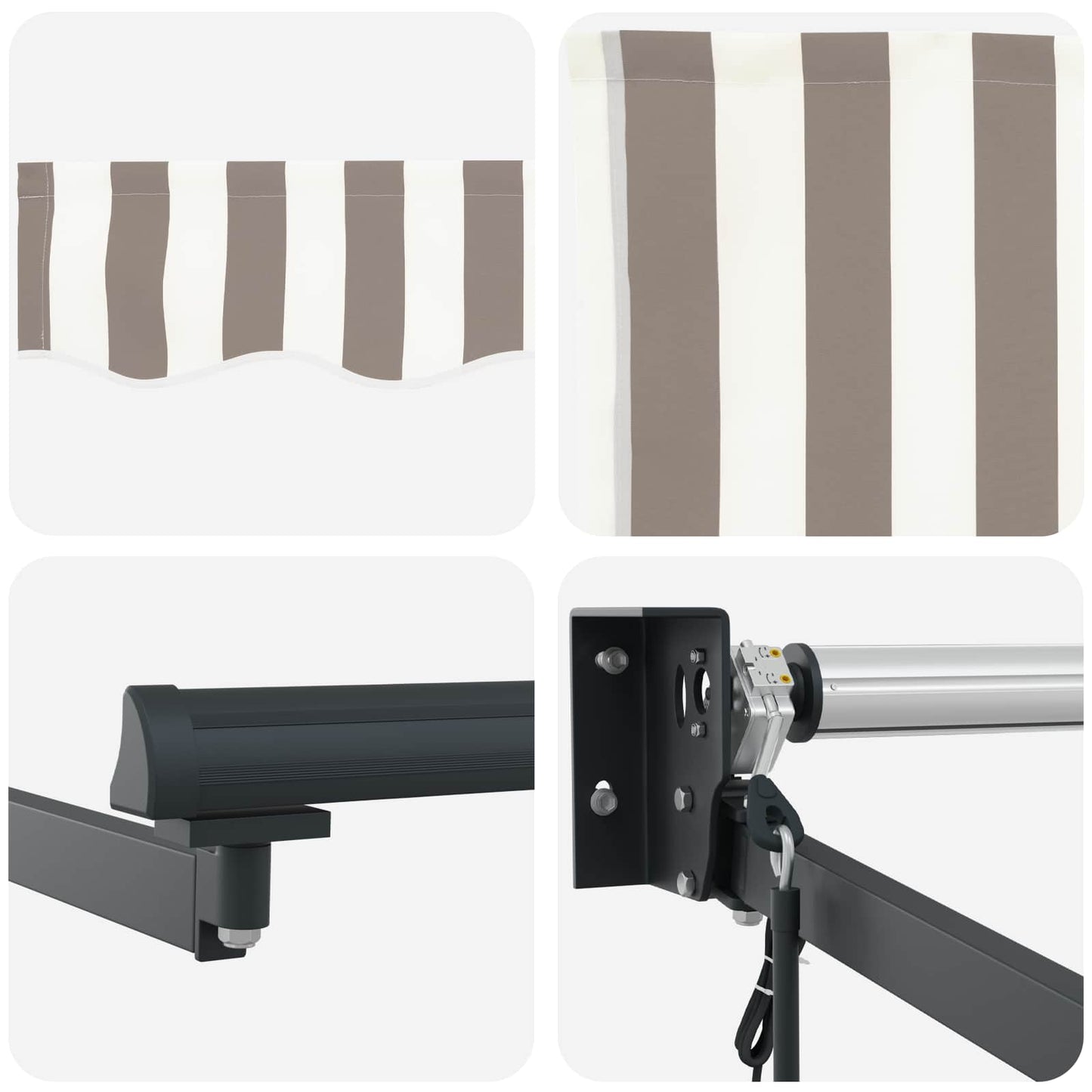 vidaXL Electric Retractable Awning Light Grey and White 3.5 x 2.5 m 4