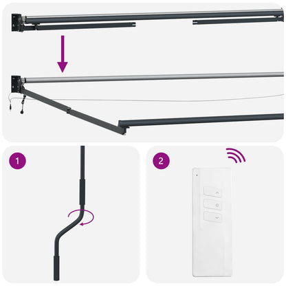 vidaXL Electric Retractable Awning Light Grey and White 3.5 x 2.5 m 6