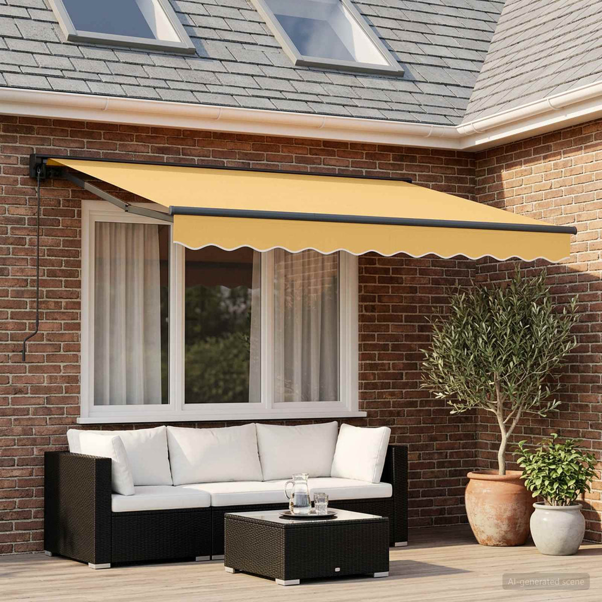 vidaXL Retractable Awning Sand 3.5 x 2.5 m Polyester and Aluminium 1
