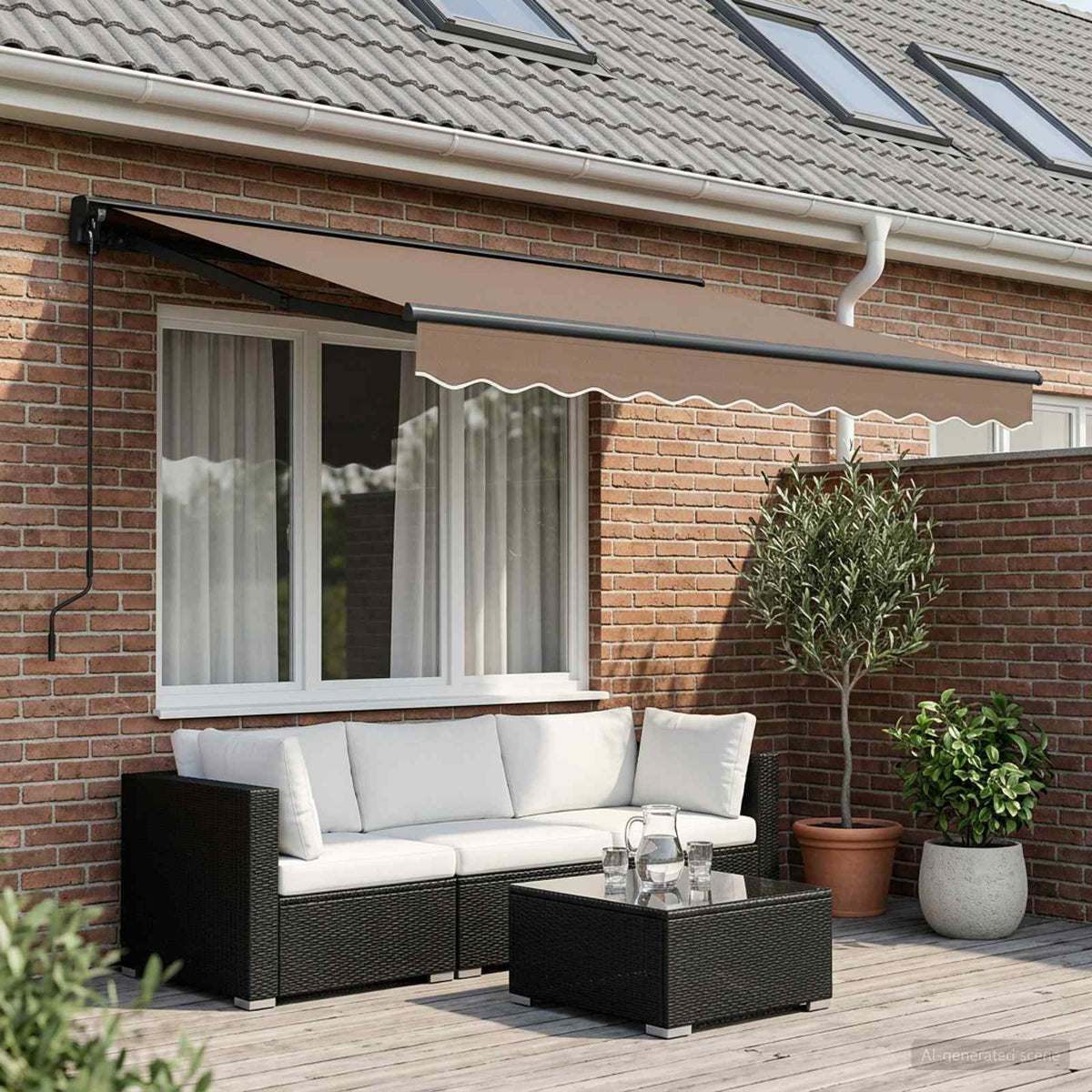 vidaXL Retractable Awning Taupe 3.5 x 2.5 m Polyester and Aluminium 1