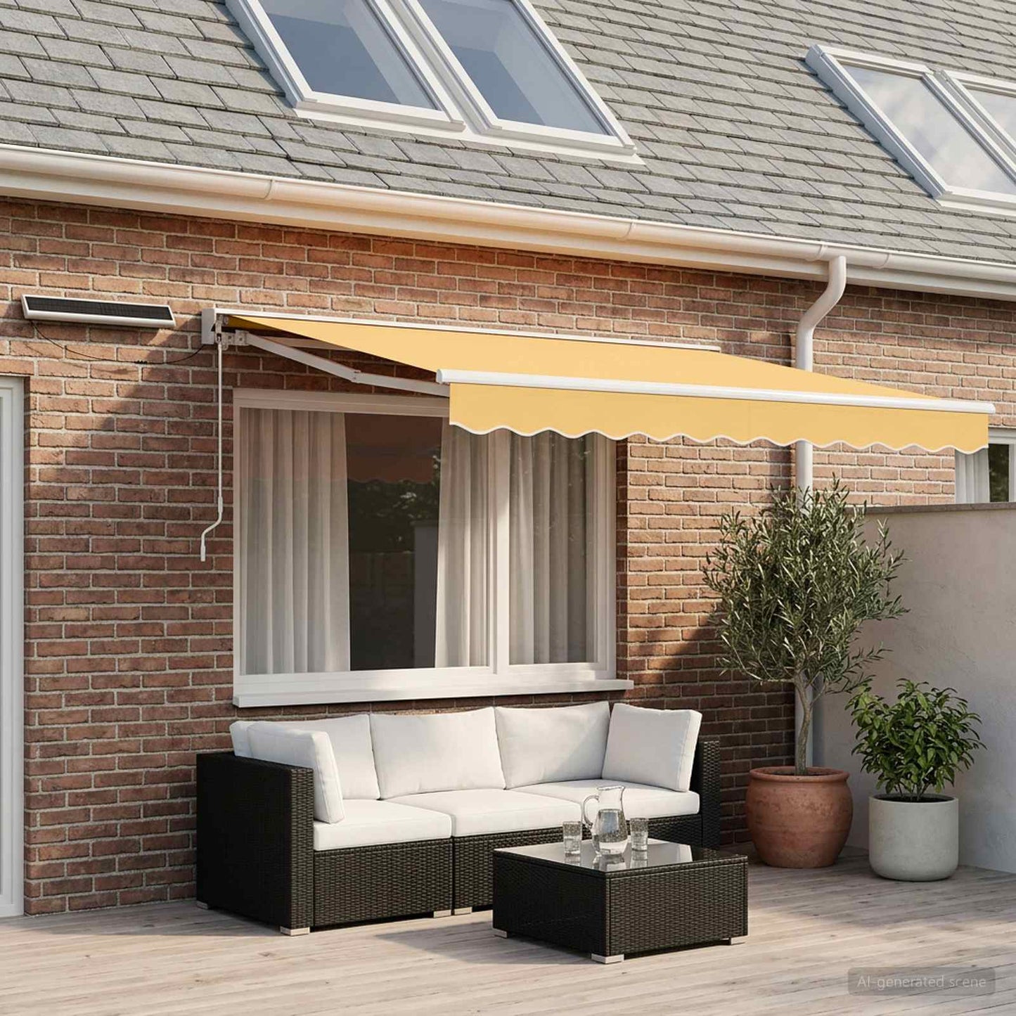 vidaXL Electric Retractable Awning Sand 3.5 x 2.5 m 1