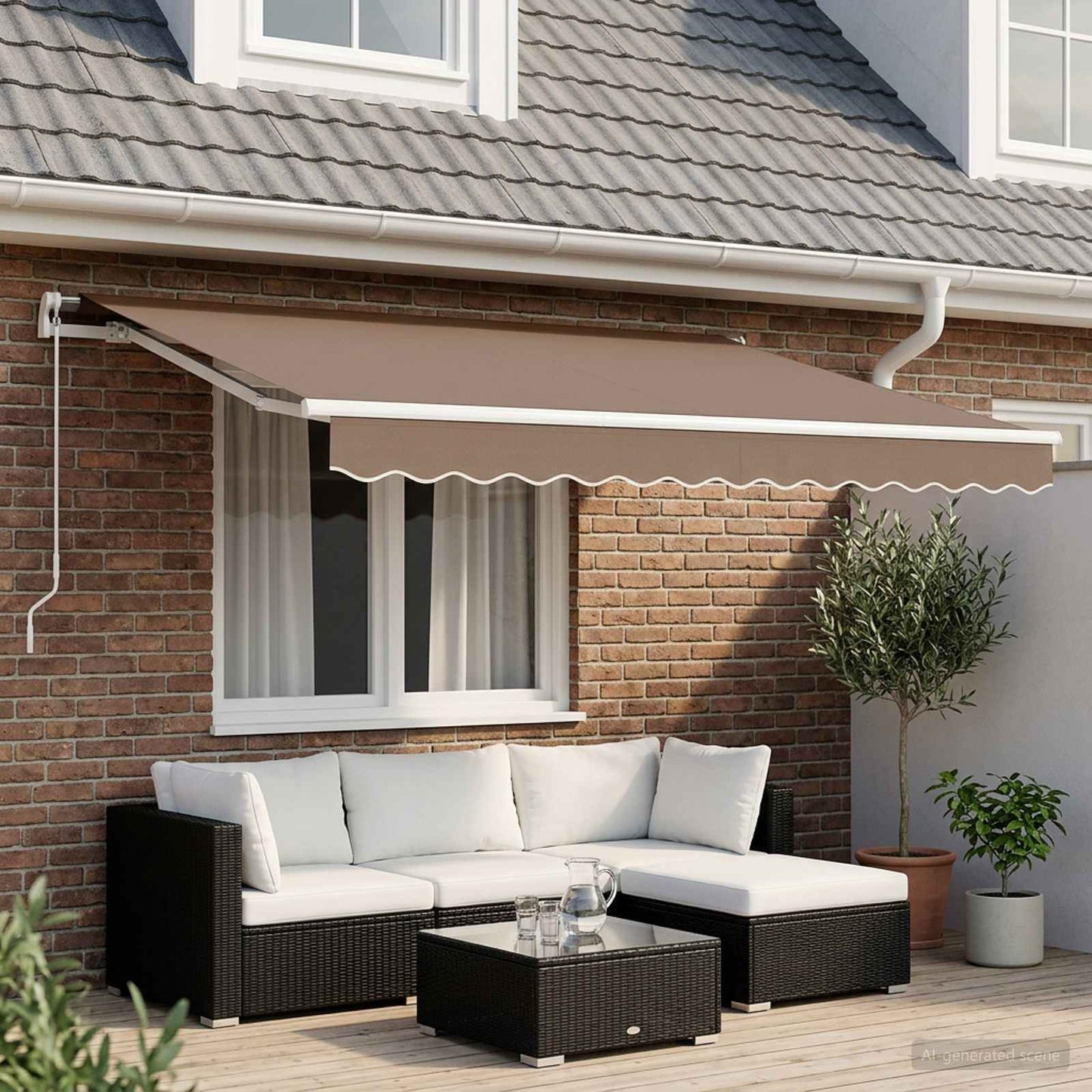 vidaXL Retractable Awning Taupe 400 x 300 cm Polyester and Aluminium 1
