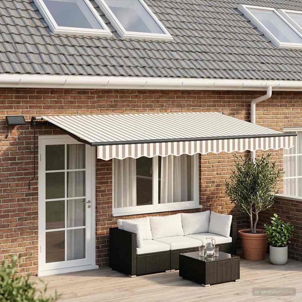vidaXL Retractable Awning Light Grey and White 600 x 300 cm 3