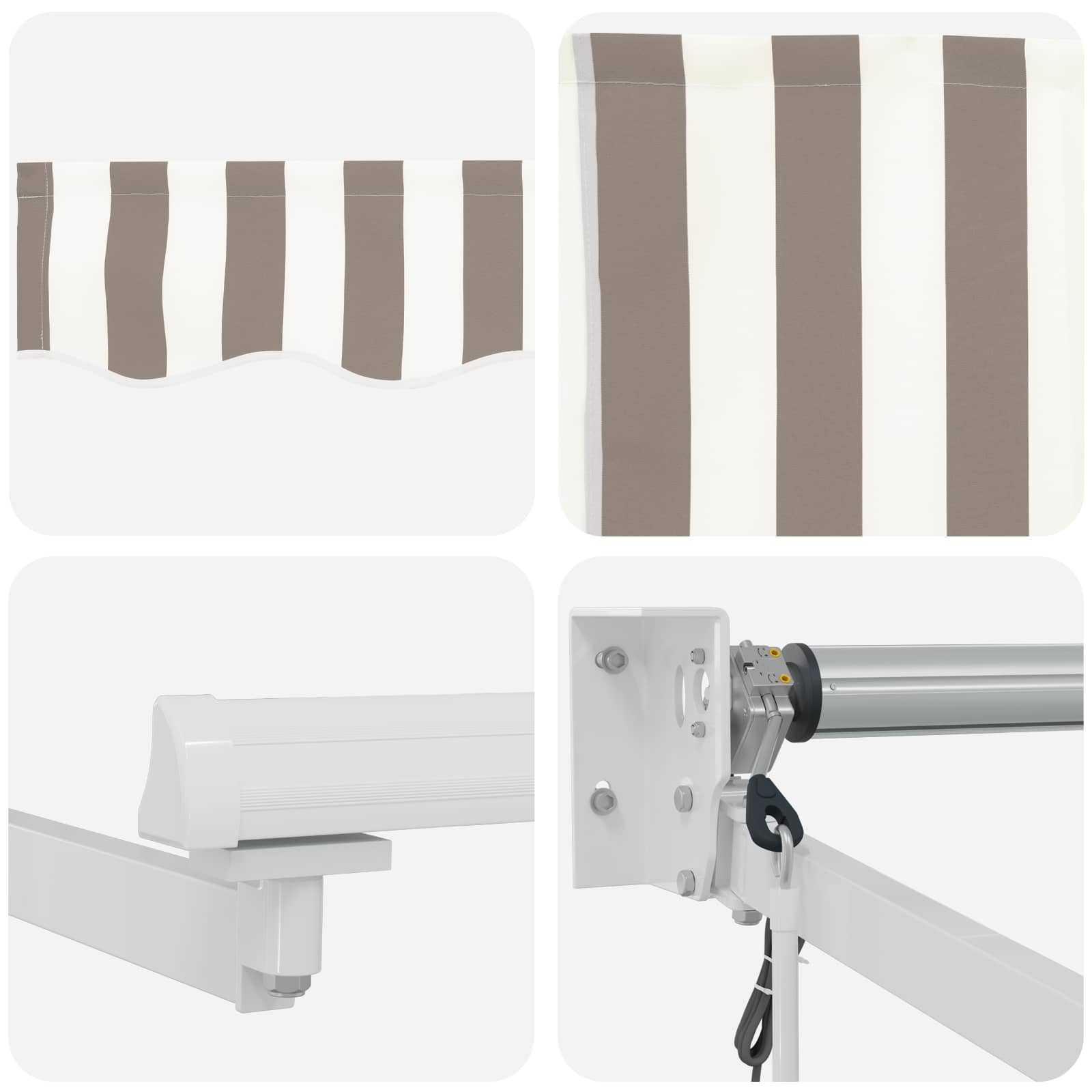vidaXL Electric Retractable Awning Light Grey and White 4 x 3 m 4
