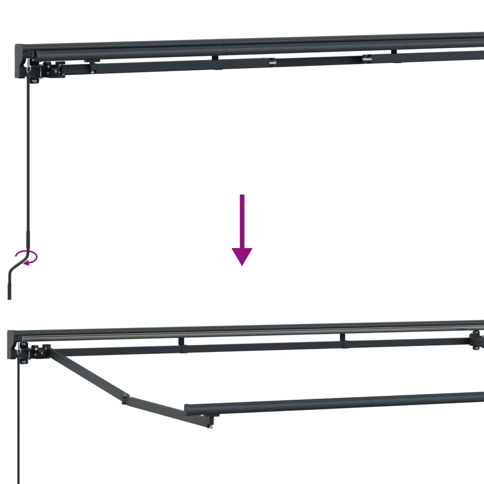 vidaXL Manual Retractable Awning Light Grey and White 4 x 3.5 m 5