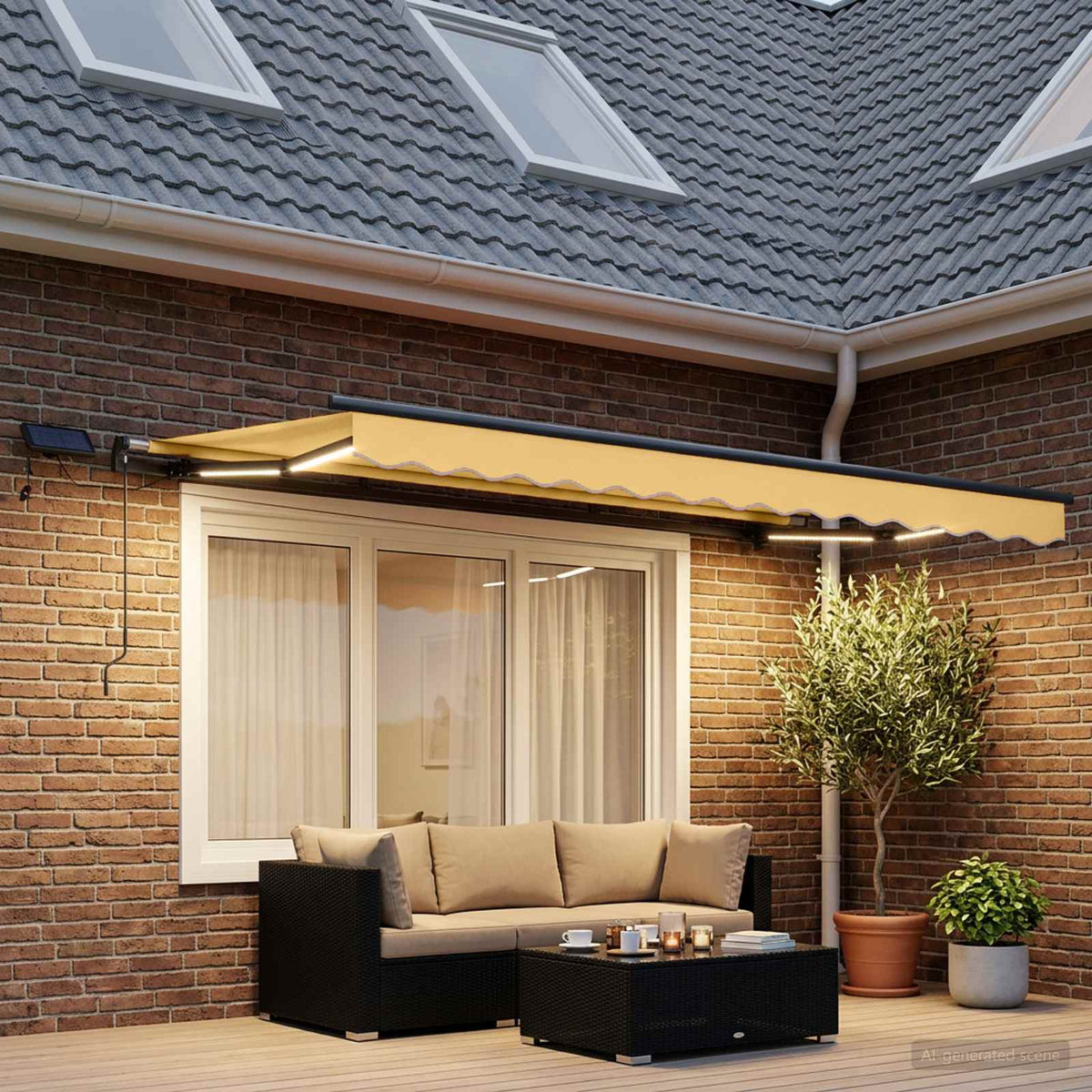 vidaXL Retractable Awning Sand 450 x 350 cm Fabric and Aluminium 3