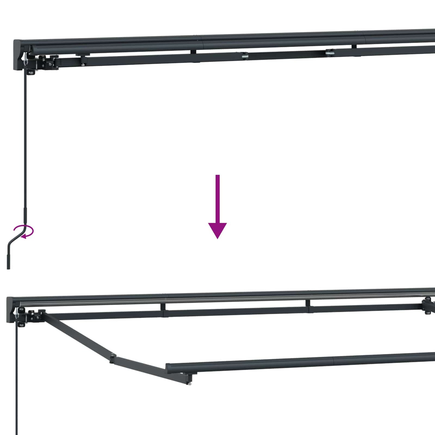 vidaXL Manual Retractable Awning Light Grey and White 4.5 x 3.5 m 5
