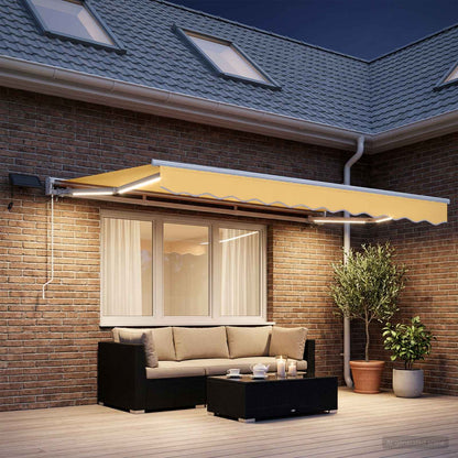 vidaXL Manual Awning Frame with LEDs Sand 4.5 x 3.5 m 4