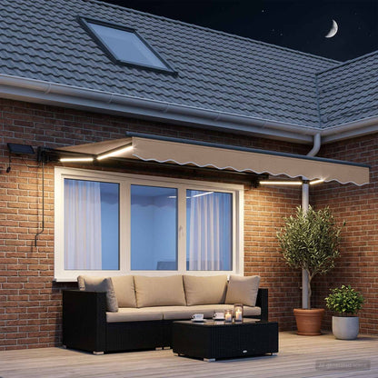 vidaXL Manual Awning Frame with LEDs Taupe 4.5 x 3.5 m 4
