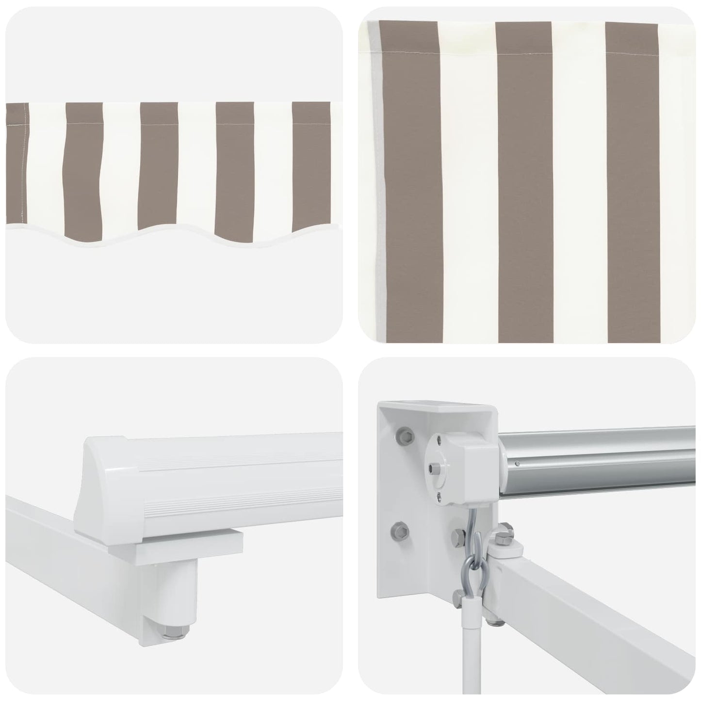 vidaXL Manual Retractable Awning with LEDs Light Grey and White 6