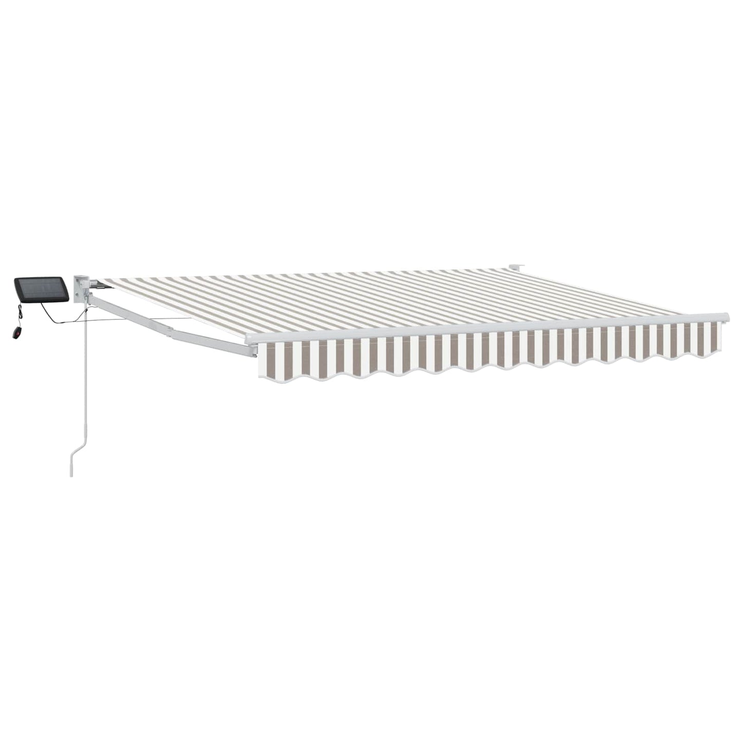 vidaXL Manual Retractable Awning with LEDs Light Grey and White 2