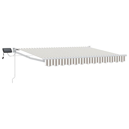 vidaXL Manual Retractable Awning with LEDs Light Grey and White 2