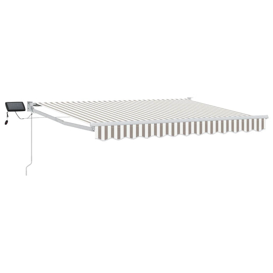 vidaXL Manual Retractable Awning with LEDs Light Grey and White 2