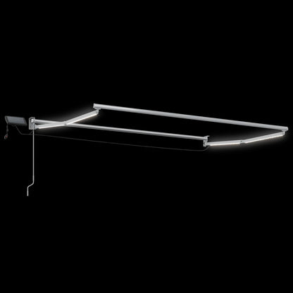 vidaXL Manual Retractable Awning with LEDs Light Grey and White 5