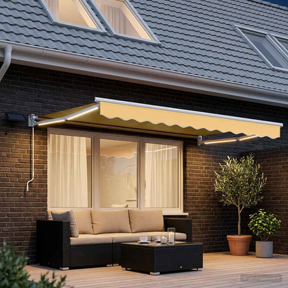 vidaXL Manual Retractable Awning with LEDs Sand 4