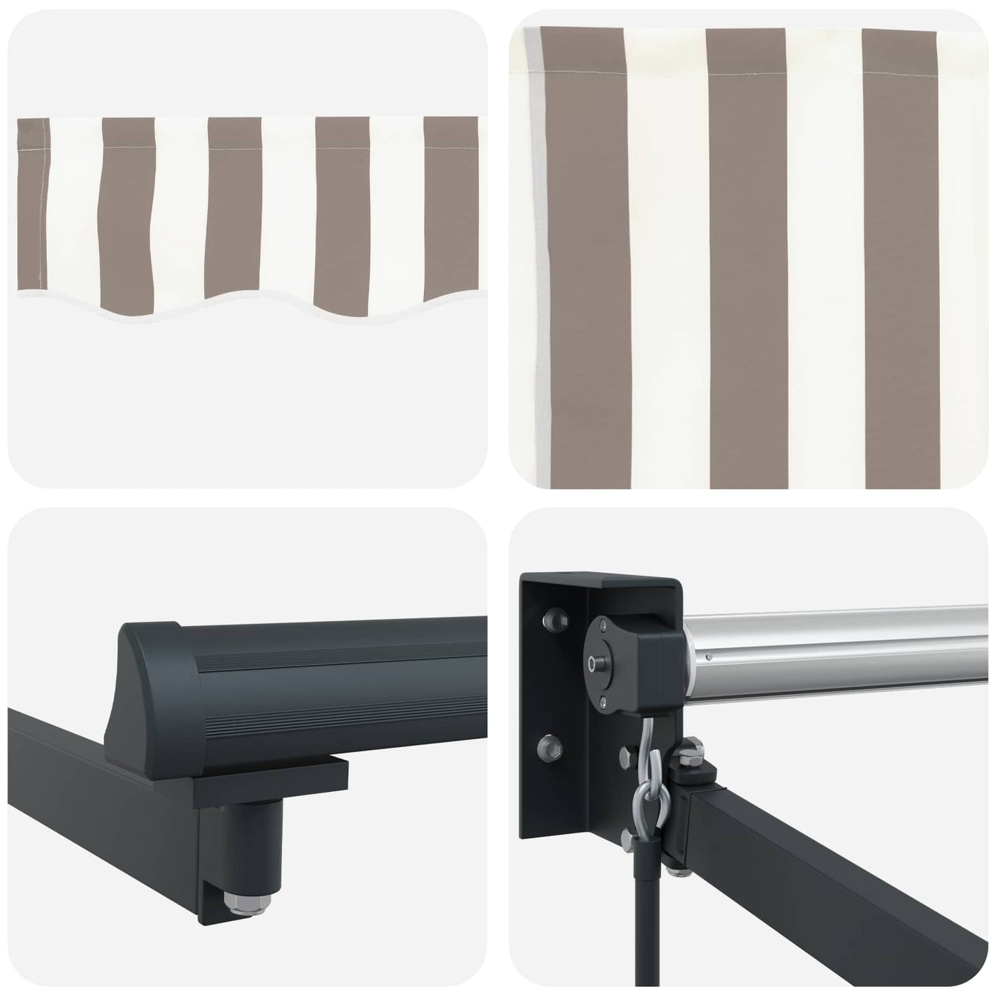 vidaXL Manual Retractable Awning with LEDs Light Grey and White 5