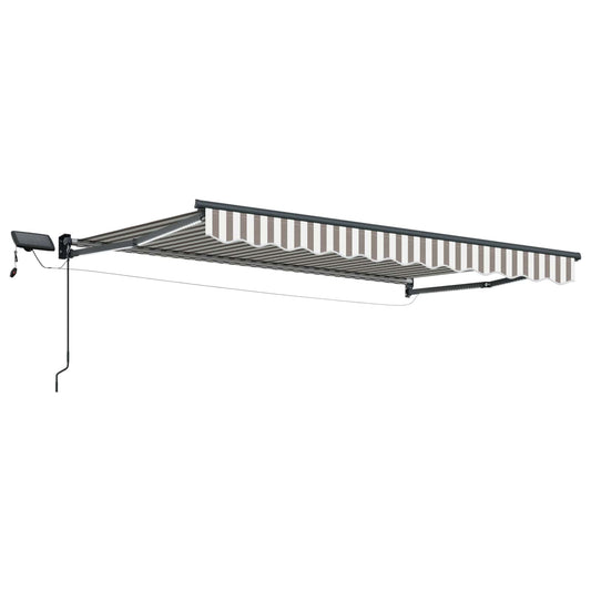 vidaXL Manual Retractable Awning with LEDs Light Grey and White 2
