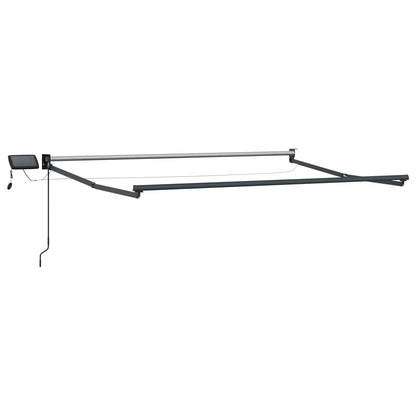 vidaXL Manual Retractable Awning with LEDs Light Grey and White 4