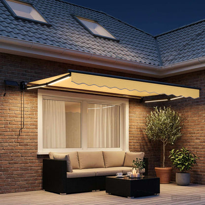 vidaXL Manual Retractable Awning with LEDs Sand 4