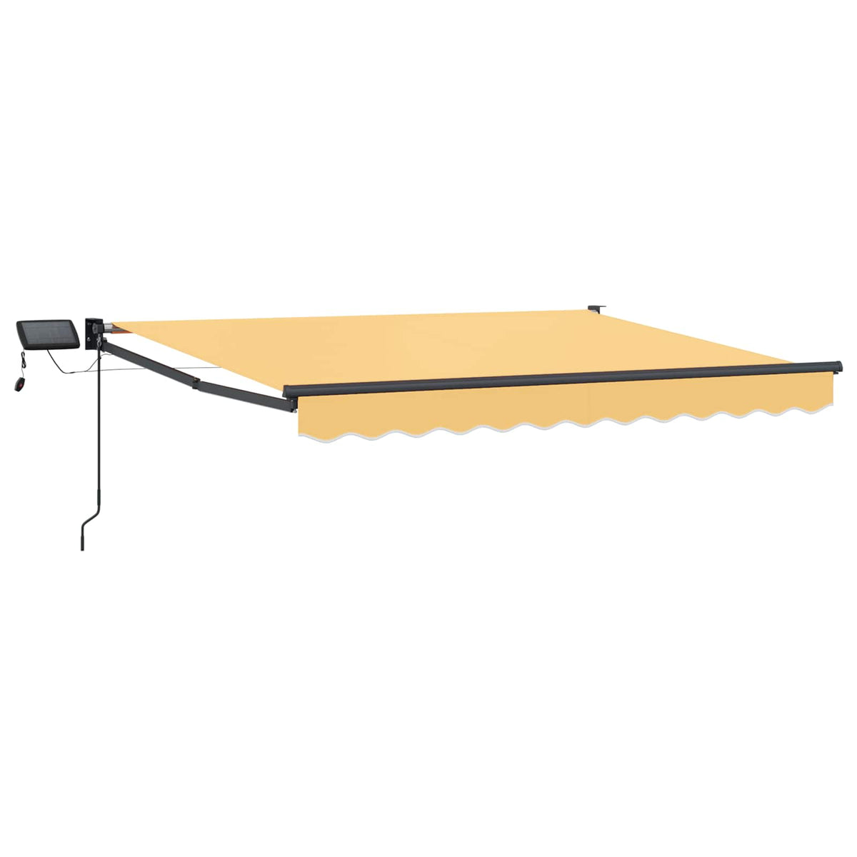Manual Awning with Solar LED 5 x 3 m 100% Polyester Anthracite Drop 3 m Width 5 m Sand