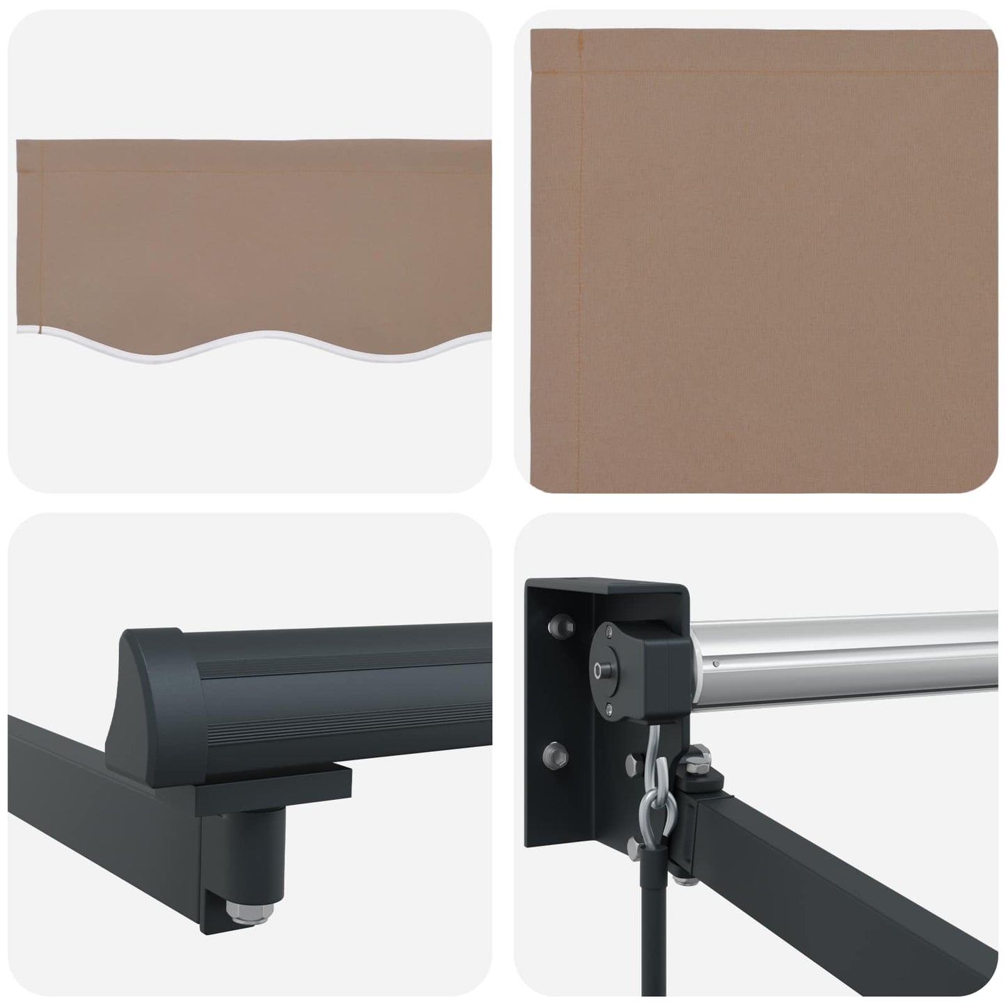 vidaXL Manual Retractable Awning with LEDs Taupe 6