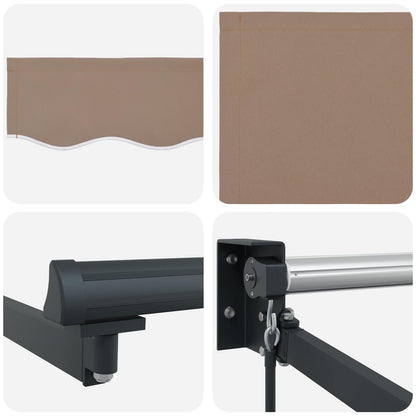 vidaXL Manual Retractable Awning with LEDs Taupe 6