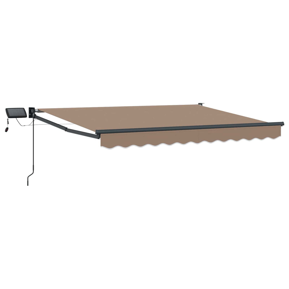 Manual Awning with Solar LED 5 x 3 m 100% Polyester Anthracite Drop 3 m Width 5 m Taupe