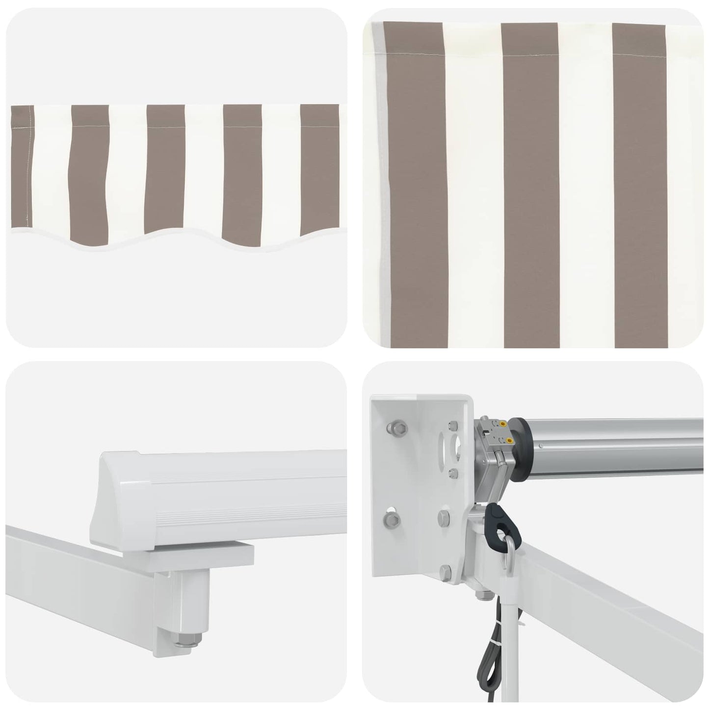 vidaXL Electric Retractable Awning Light Grey and White 5 x 3 m 4
