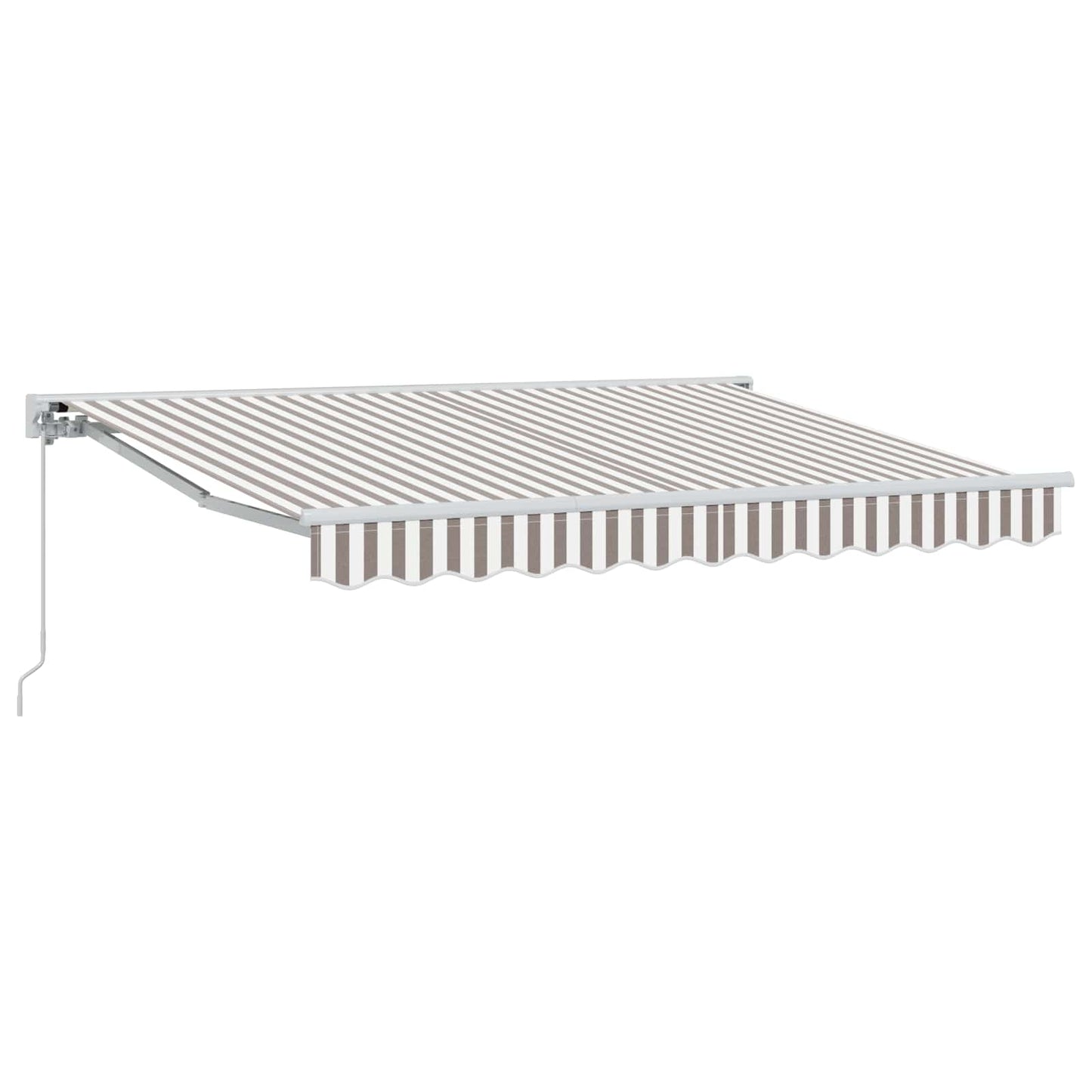 vidaXL Manual Retractable Awning Light Grey and White 5 x 3 m 2