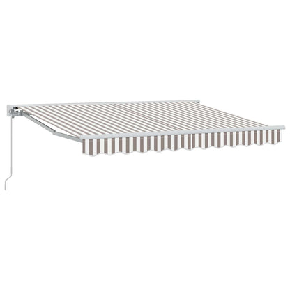 vidaXL Manual Retractable Awning Light Grey and White 5 x 3 m 2