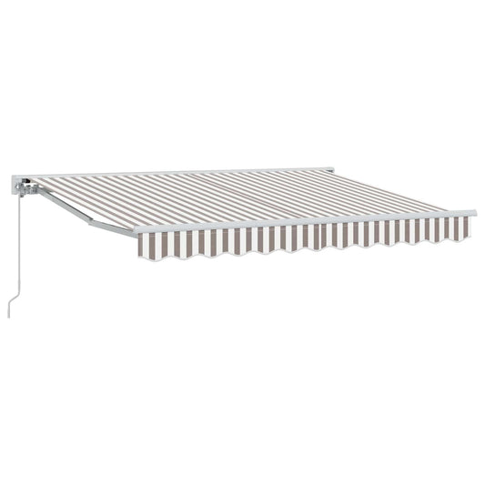 vidaXL Manual Retractable Awning Light Grey and White 5 x 3 m 2