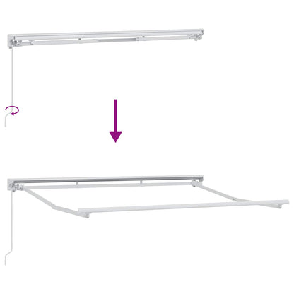 vidaXL Manual Retractable Awning Light Grey and White 5 x 3 m 5