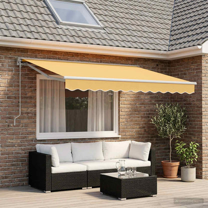 vidaXL Manual Retractable Awning Sand 5 x 3 m Polyester and Aluminium 1