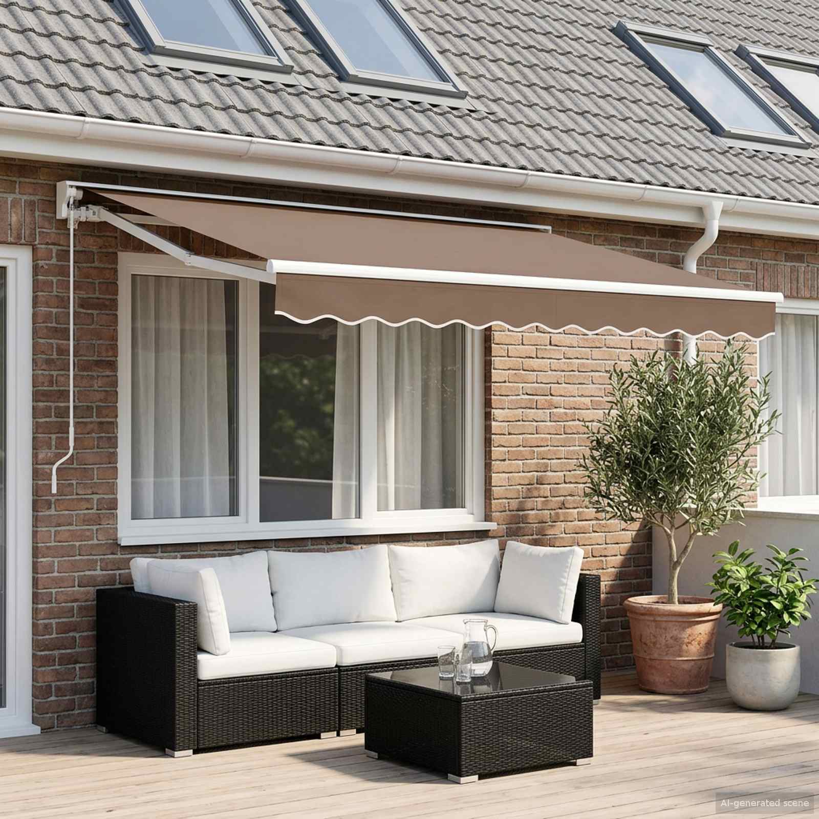 vidaXL Manual Retractable Awning Taupe 5 x 3 m Polyester and Aluminium 1