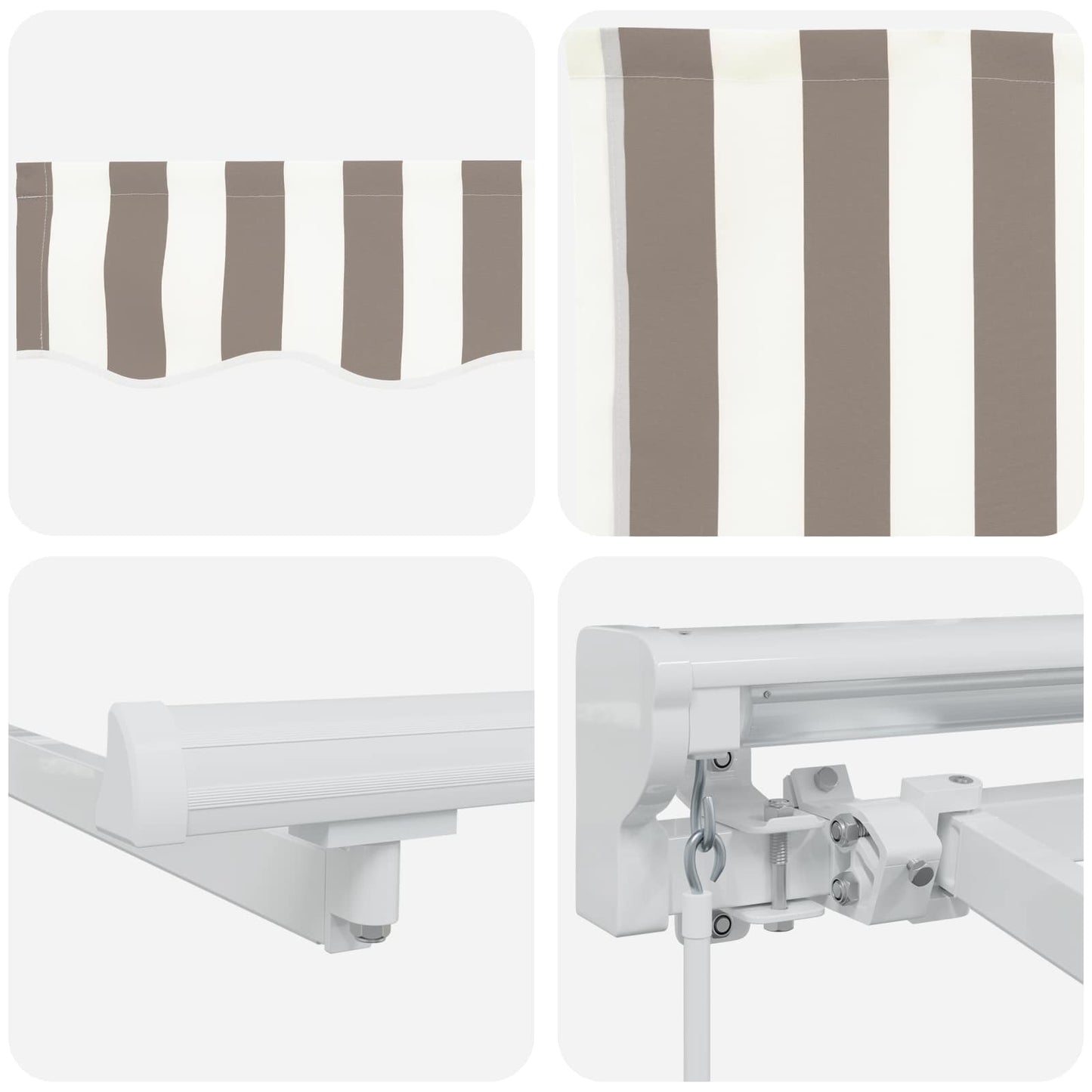 vidaXL Manual Awning Frame with LEDs Light Grey and White 5 x 3 m 6