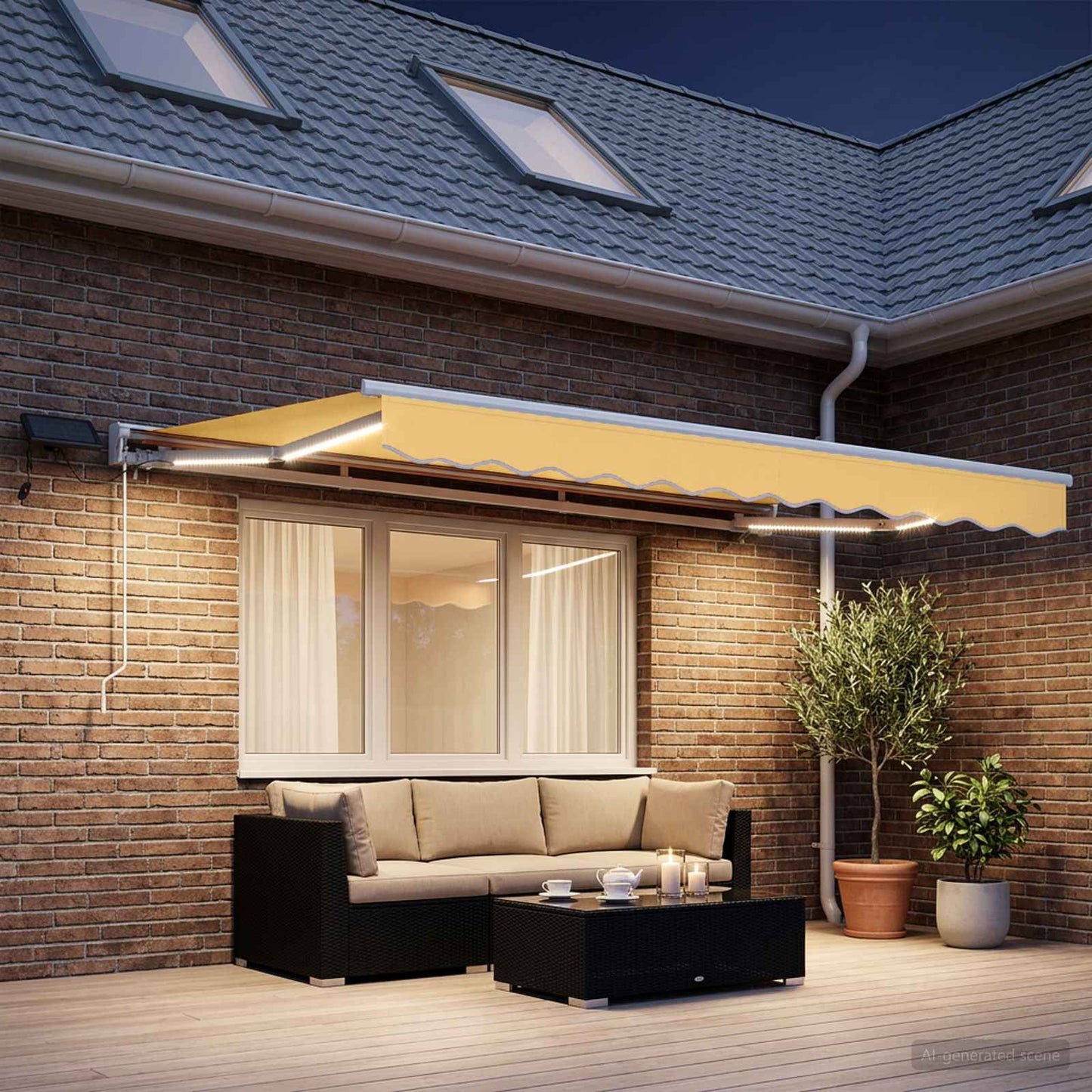 vidaXL Manual Awning Frame with LEDs Sand 5 x 3.5 m 4