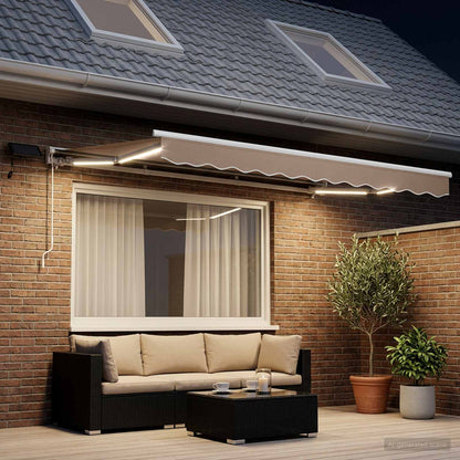 vidaXL Manual Awning Frame with LEDs Taupe 5 x 3.5 m 4