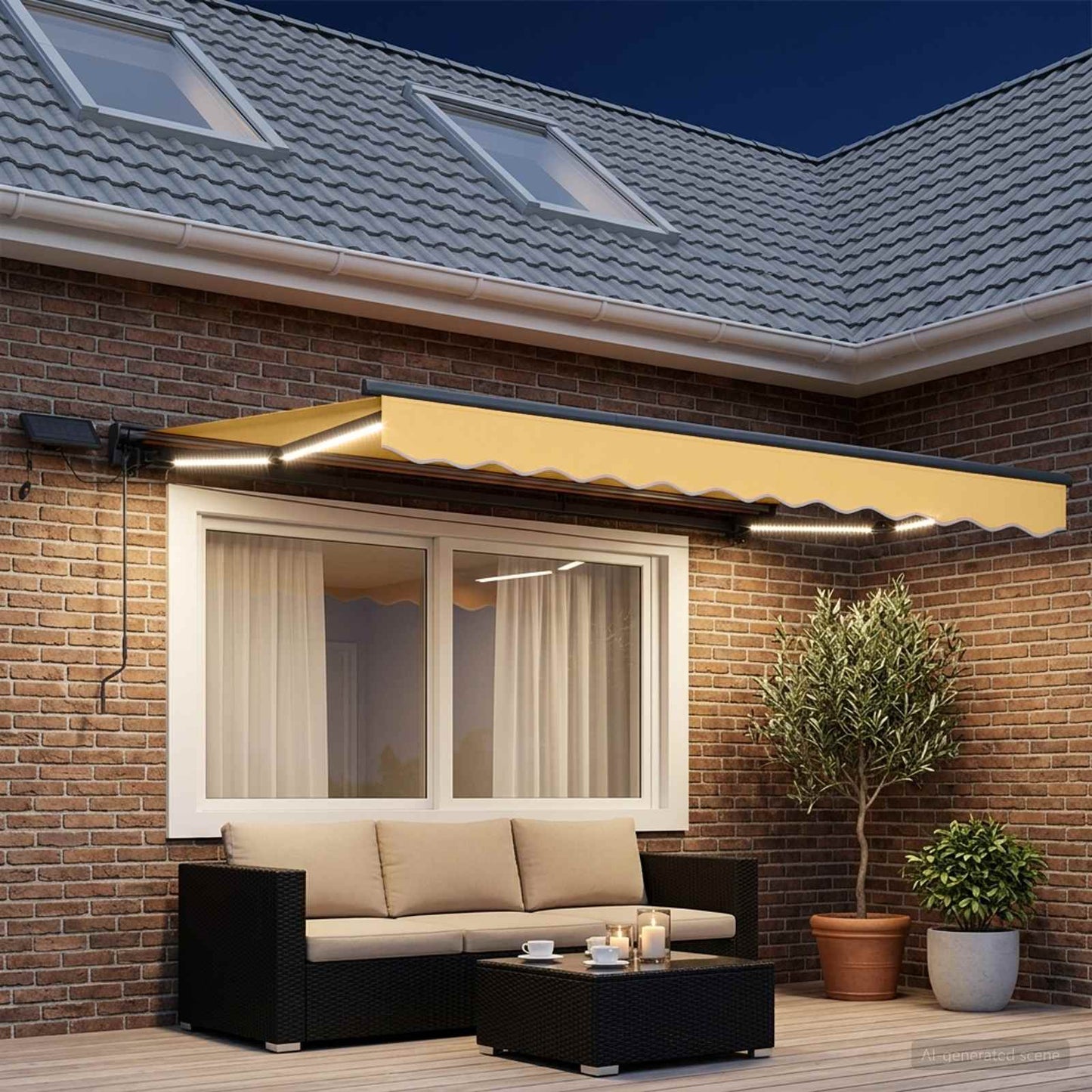 vidaXL Manual Awning Frame with LEDs Sand 5 x 3.5 m 4